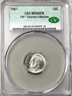 1961 Roosevelt Dime CAC MS66FB Full Bands 10C Silver Treasury Collection Coin