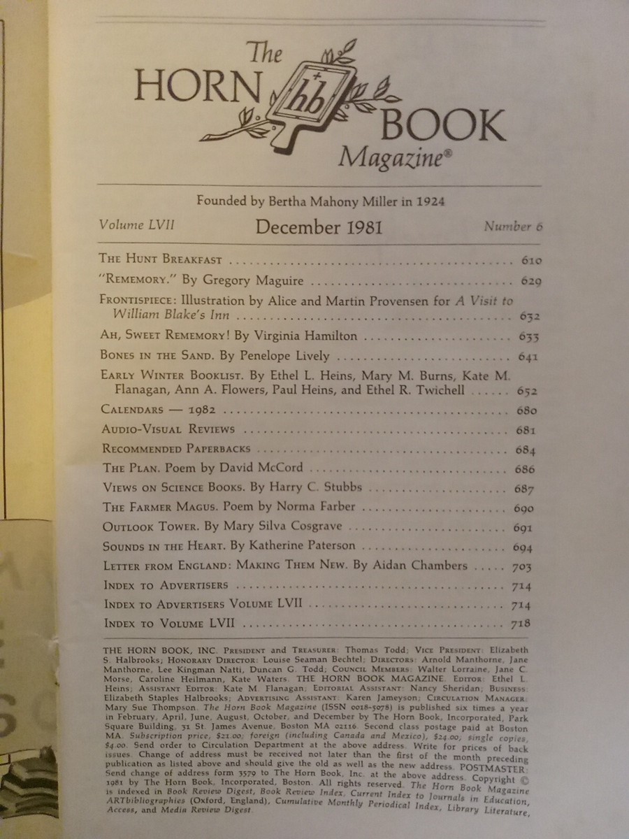 1981 December, The HORN BOOK Magazine, 