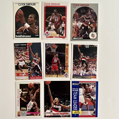 LOT of 9 Different CLYDE DREXLER/Portland Trailblazers HOFer Cards/Lot #473 