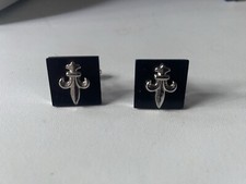 Fleur-de-lis Black And Silver Cufflinks