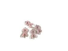 Breast Cancer Pink Enamel Ribbon Charms
