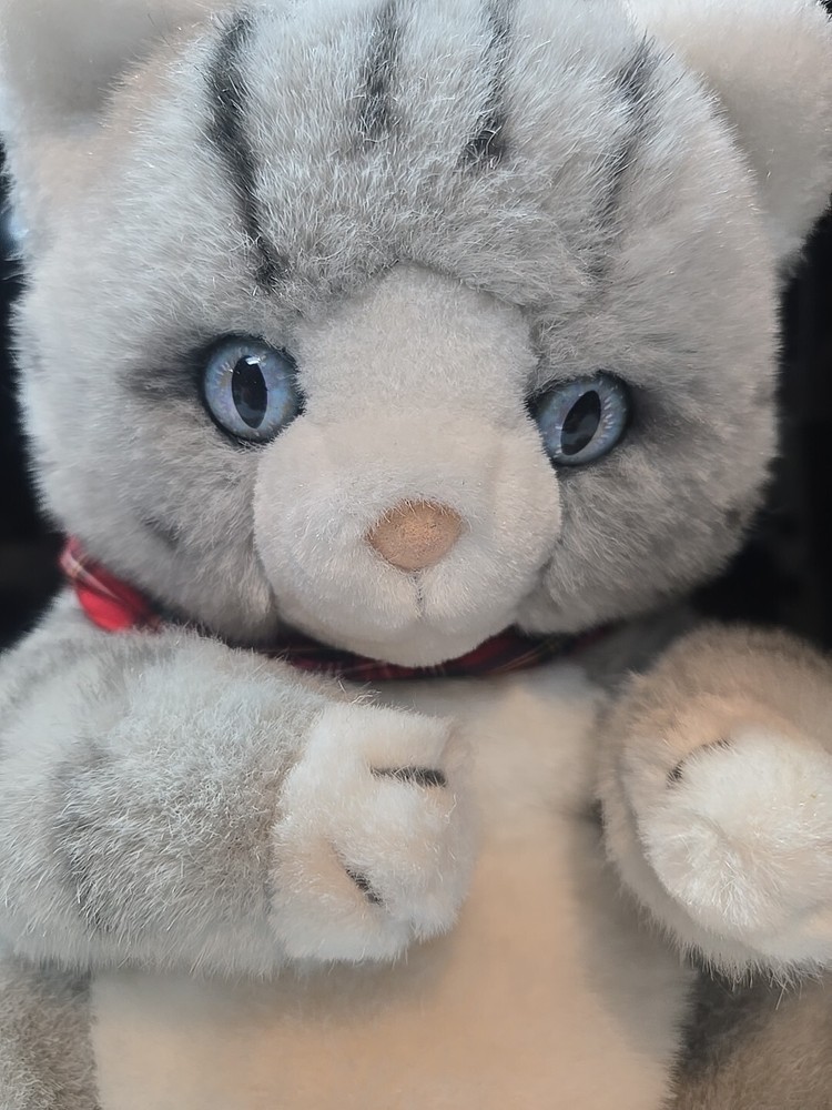 Vtg Dakin Tabitha Plush Gray White Striped Kitty Cat Blue Eyes 11