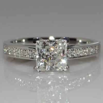 2Ct Princess Cut Lab Created Diamond Engagement Ring 14K White Gold Plated