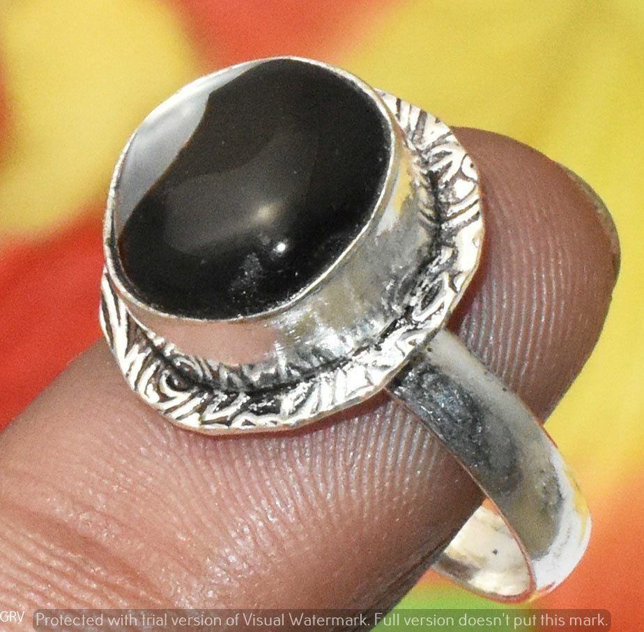 [New arrivals] シルバー925リング(ONYX) Natural Onyx Gemstone Ring 925 Silver Plated Us Size 8