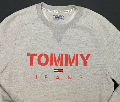 Tommy Hilfiger Sweatshirt SMALL Grau Pullover Herren Pulli Logo Spell Out