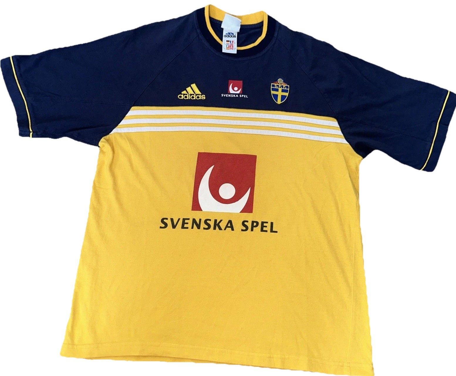 Vintage Sweden National Soccer Football Team Adidas Jersey Shirt Size Large