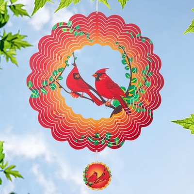 Cardinal Wind Spinners Garden Yard Decor Gift for Women Men, 12 Inch Outdoor Met