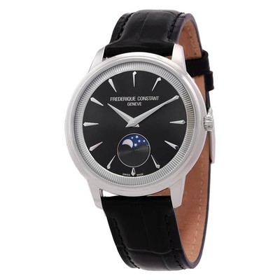 Frederique Constant Classics Moneta Moonphase Quartz Black Dial Watch FC-206B3S6