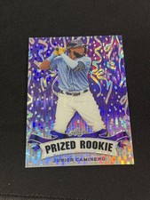 Junior Caminero 2023 Leaf Prized Metal Rookie Purple /15 RC Rays