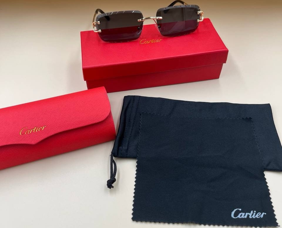 Cartier Big C Diamond Cut Black Frameless Lens Ct00920
