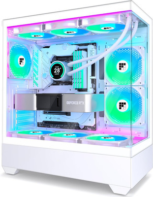 F1 PC Case - Pre-Installed 6 PWM ARGB Fan, ATX Mid-Tower Gaming PC Case, Type-C,