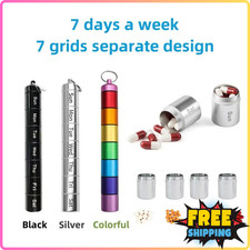 7 Day Travel Pill Organizer Weekly Metal Case Portable Box Container Waterproof