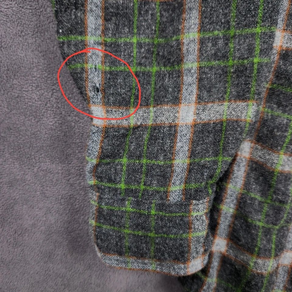 Camisa De Colección Towncraft Para Hombres Grande Franela A Cuadros Mezcla Lana Manga Larga Botón Foto 4 de 4