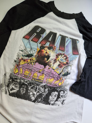 Vintage Ratt 1985 Invasion Of Your Privacy Tour Shirt Raglan Sleeve USA 80s