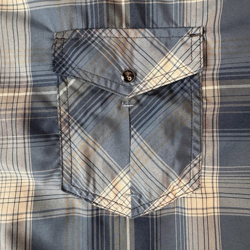 Kuhl Eluxur XXL Men’s Pearl Snap Plaid Blue Short Sleeve Shirt - Picture 4 of 10