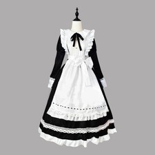 Lady Waitress Uniform Costume Housekeeper Maid Outfit Long Dress Cosplay Dress