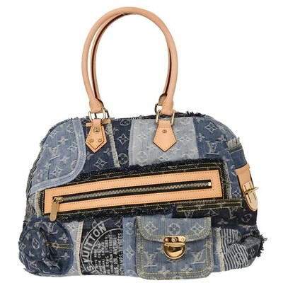 LOULS VUITTON バック Louis Vuitton Blue Monogram Denim Patchwork Bowly Handbag M95376