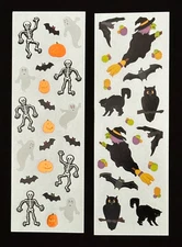 2 Rare Mrs. Grossman HALLOWEEN sticker strips~WITCHES~Spooky Creatures~SKELETONS