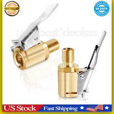 2-Pack Brass Tire Air Chuck, Locking Quick Connect Inflator Hose Adapter, No Lea