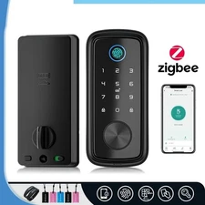 Zigbee Smart Deadbolt Lock Front Door Biometric Fingerprint Keyless Keypad Entry