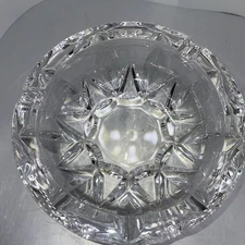 Vintage Mid Century Ashtray Lead Crystal Cut Clear Glass Medium Size 6" Heavy