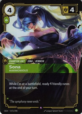 Sona Harmonious 073/298 Rare Origins Riftbound Foil Near Mint