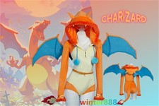 Charizard Bodysuit Plush Home Dress Cosplay Pajamas Costume Set Women's Clothing
