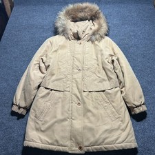 Gallery Women Beige/ Tan Parka Winter Coat Faux Fur Trim Removable Hood - XS