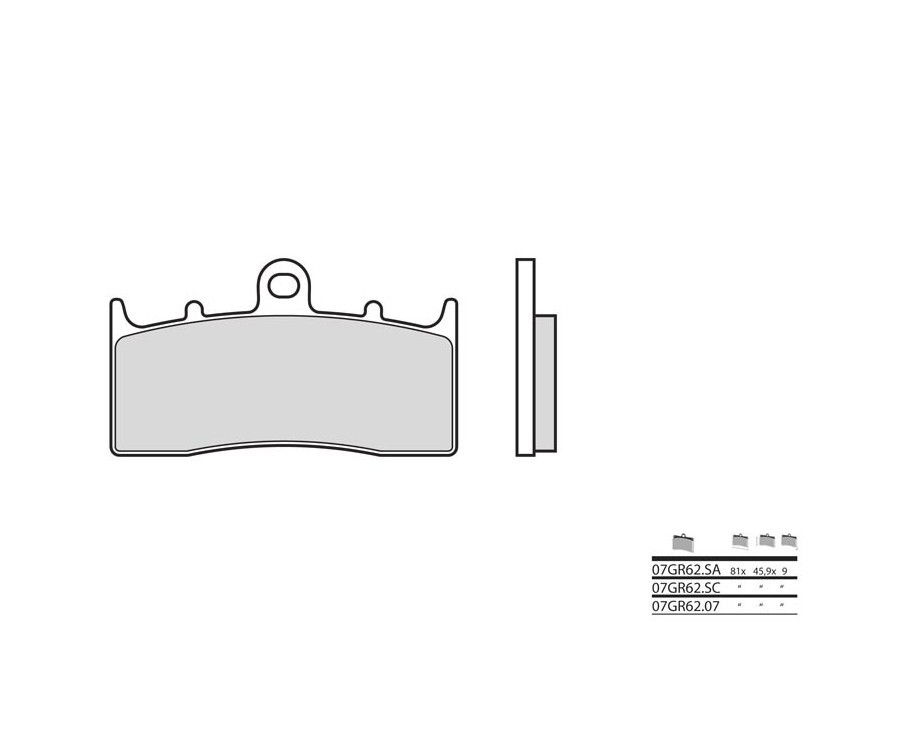 Plaquettes de frein Brembo route 07GR62LA plaquettes moto métal fritte avant