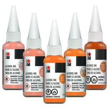 Marabu Orange Alcohol Ink Set - 5 Colors Set Apricot Metallic Orange Neon