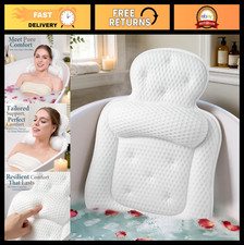 Comfortable Bath Pillow for Tub - Soft 3D Mesh Cushion with 54 Suction Cups, Spa