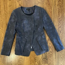 Donna Karan New York Size 2 Womens Indigo Patch Flap Pocket  Blazer Jacket