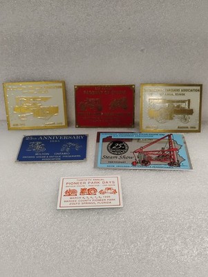 6 Vintage Brass/Aluminum  Steam Engine Show Participant Plaques 