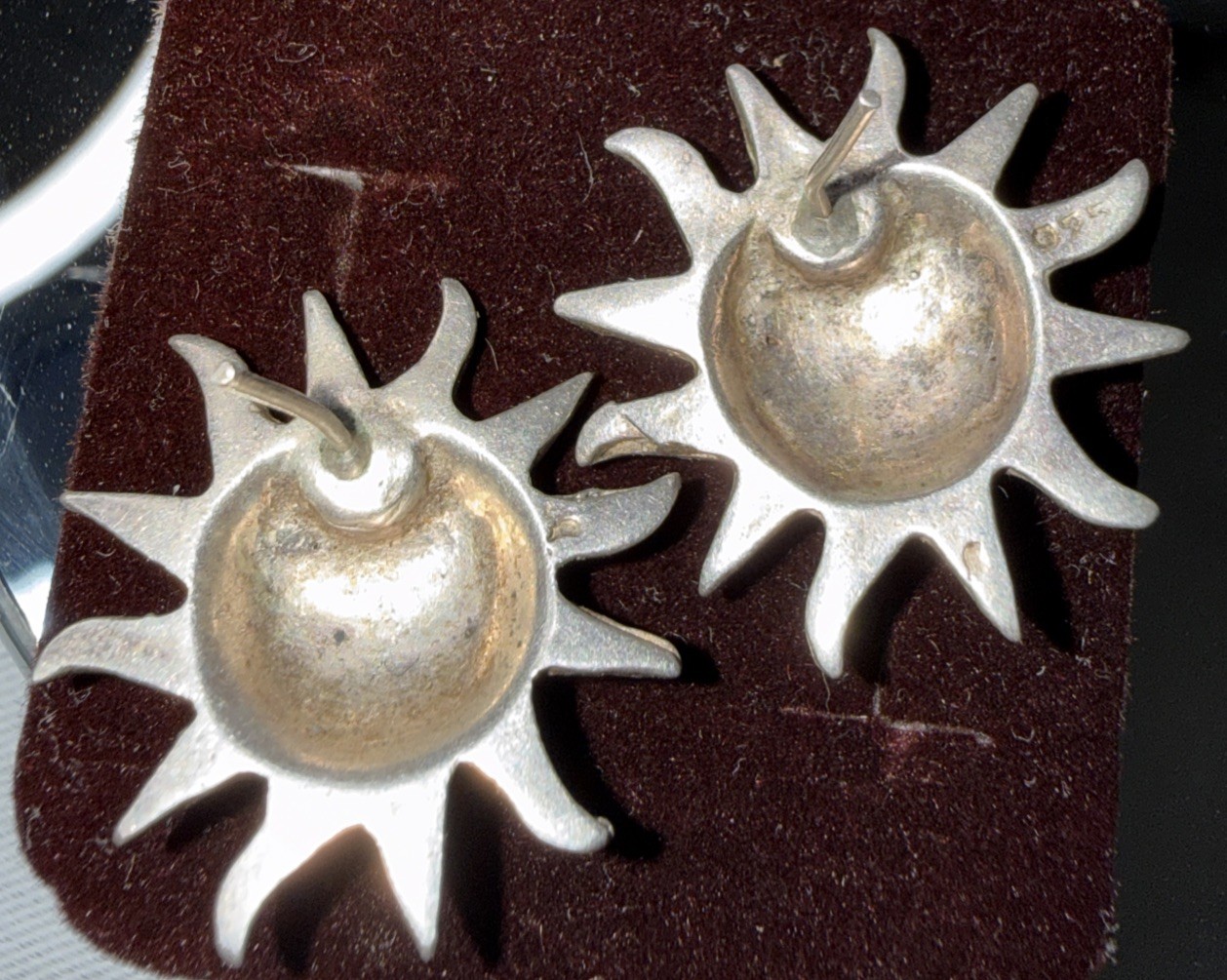 Large Sun Earrings Solid 925 Sterling Silver - image 3