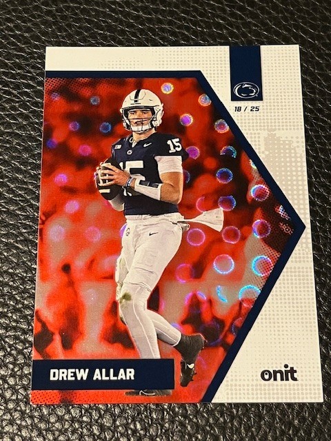 DREW ALLAR 2025 ONIT Penn State Football RED HOLO parallel #'d 18/25 card #P-6