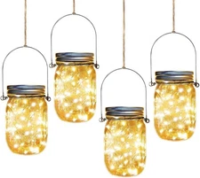 New Best Mason Jar Lights 4 Pack 30 Led Starry Fairy String Hanging Lights,Solar