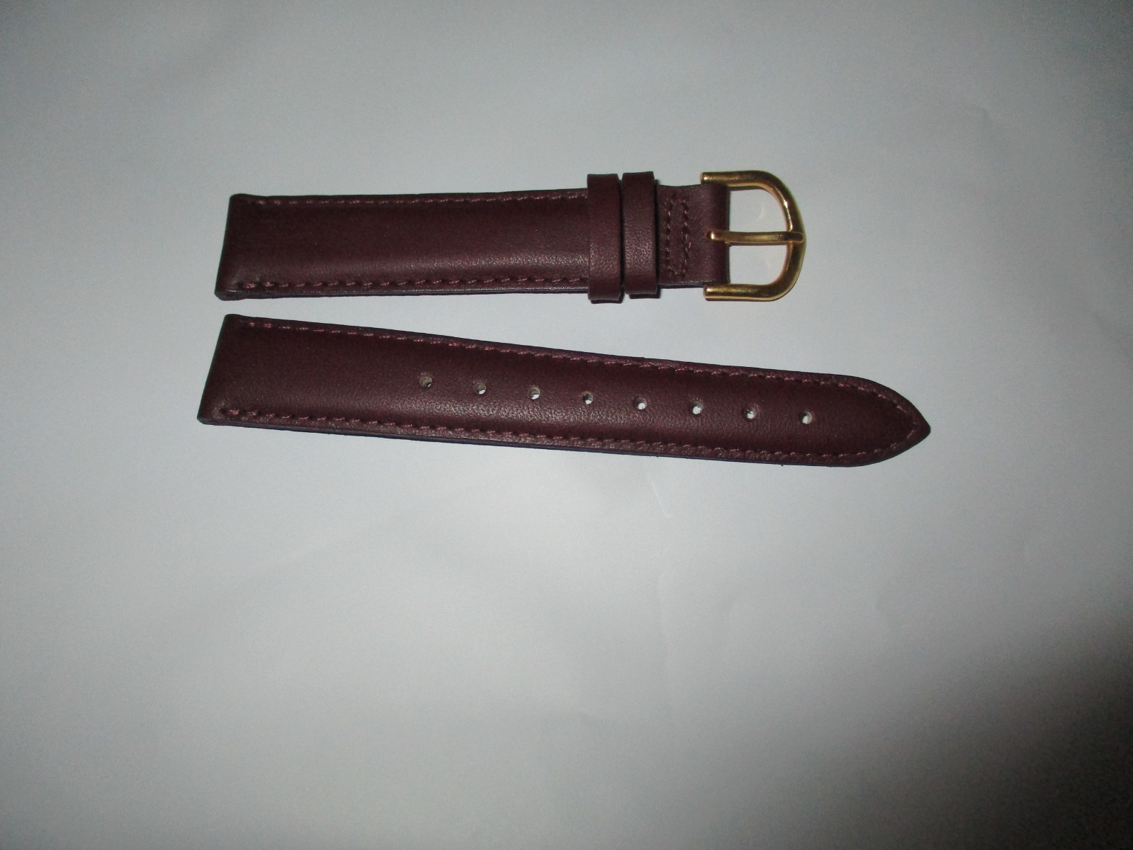 GENUINE leather  watchstrap watch band strap 18mm GOLD usa  burgundy smooth