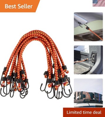 Reliable Bungee Cords - 18-Inch 10-Pack with Heavy-Duty Hooks for All Uses