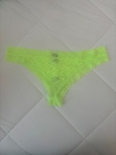 Aerie Thong Lace Panties /Lime Green With Floral Design/ Size L/ NWT