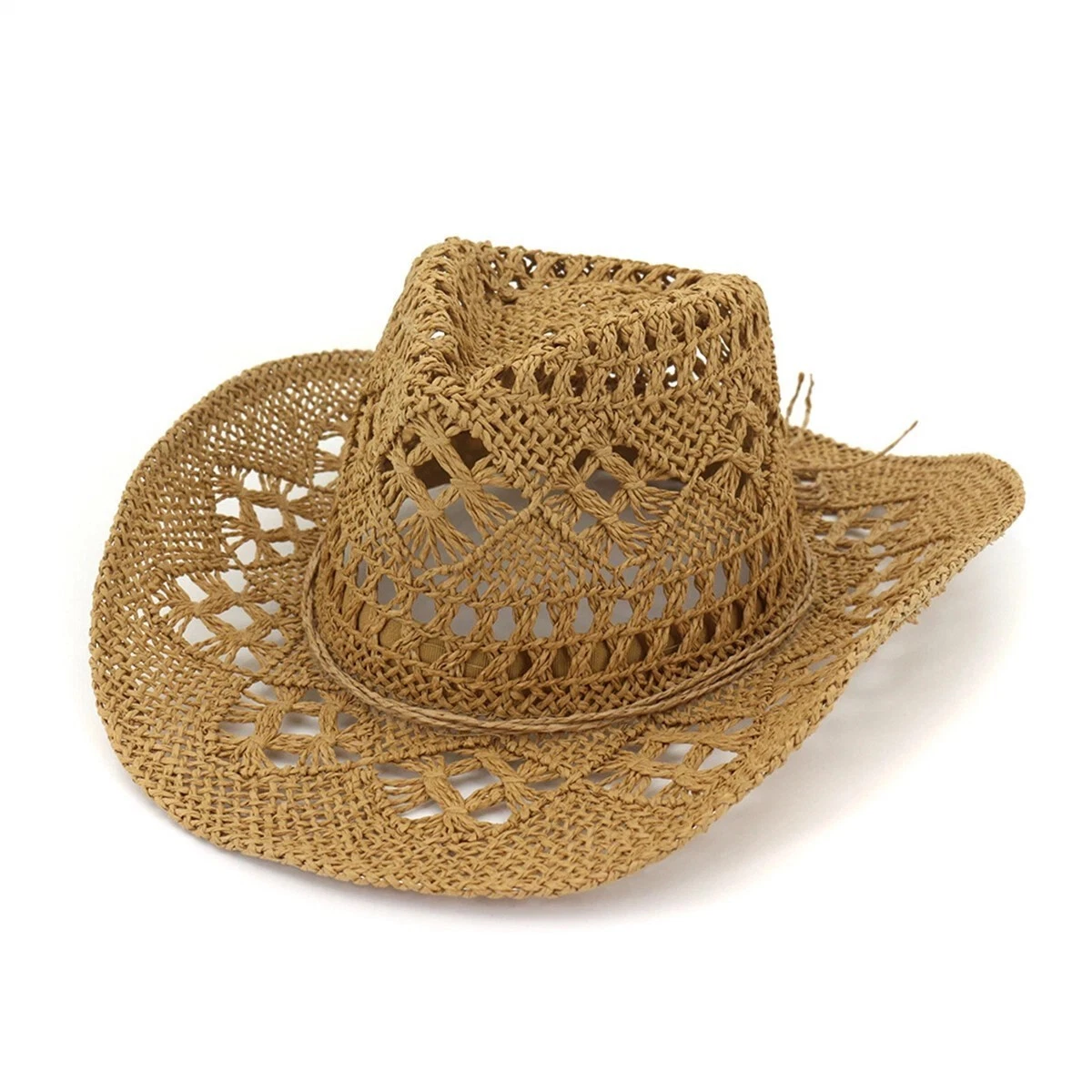 Brown Western Cowboy Cowgirl Straw Hat Sun Summer Beach Party Rodeo, Womens Mens