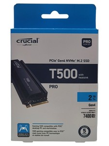 Crucial CT2000T500SSD5 2 TB M.2 7400 MB/s T500 2TB PCIe Gen4 NVMe M.2 SSD with
