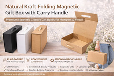 White Magnetic Folding Gift Box with Carry Handle–Luxury Presentation Packaging