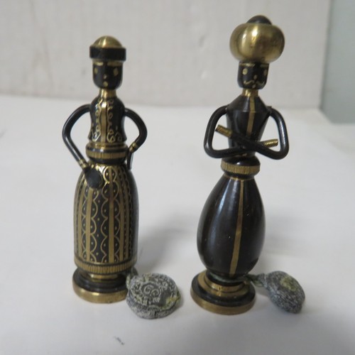 2 Vintage Hans Teppich Israel Bronze Messing Figuren Satah & Abraham Jerusalem