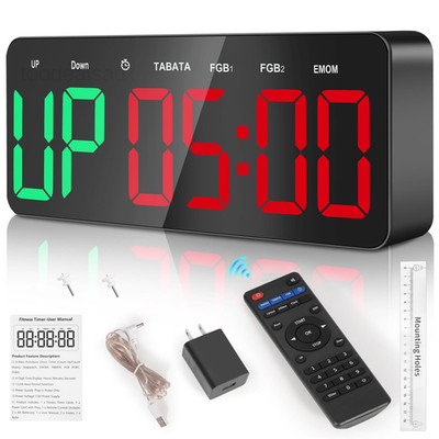 Gym Timer - Large Digital Interval Workout for Fitness black