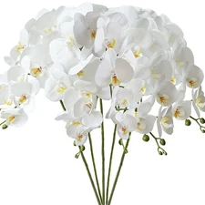 32" Artificial Phalaenopsis Flowers 5 Pcs Artificial Orchid Flowers Stem Plan...