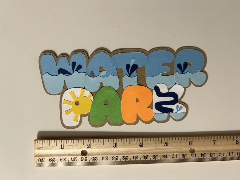 Water Park Scrapbook Title Handmade Paper Pieced Die Cut Pool Swimming - Image 2 of 3