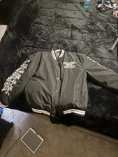 Assholes*s Live Forever Black Varsity Bomber Jacket Size Large Bones Jersey