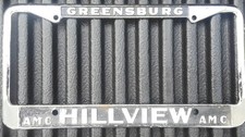 Vintage Hillview Amc American Motors Greensburg Pa License Plate Frame Metal Vintage Hillview Amc American Motors Greensburg Pa License Plate Frame Metal
