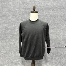 Vintage Fruit of the Loom Sweatshirt Mens Medium Black Made USA Raglan Crewneck