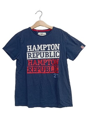 Hampton Republic Kinder T-Shirt Blau Schriftzug Gr. 146-152 Baumwolle